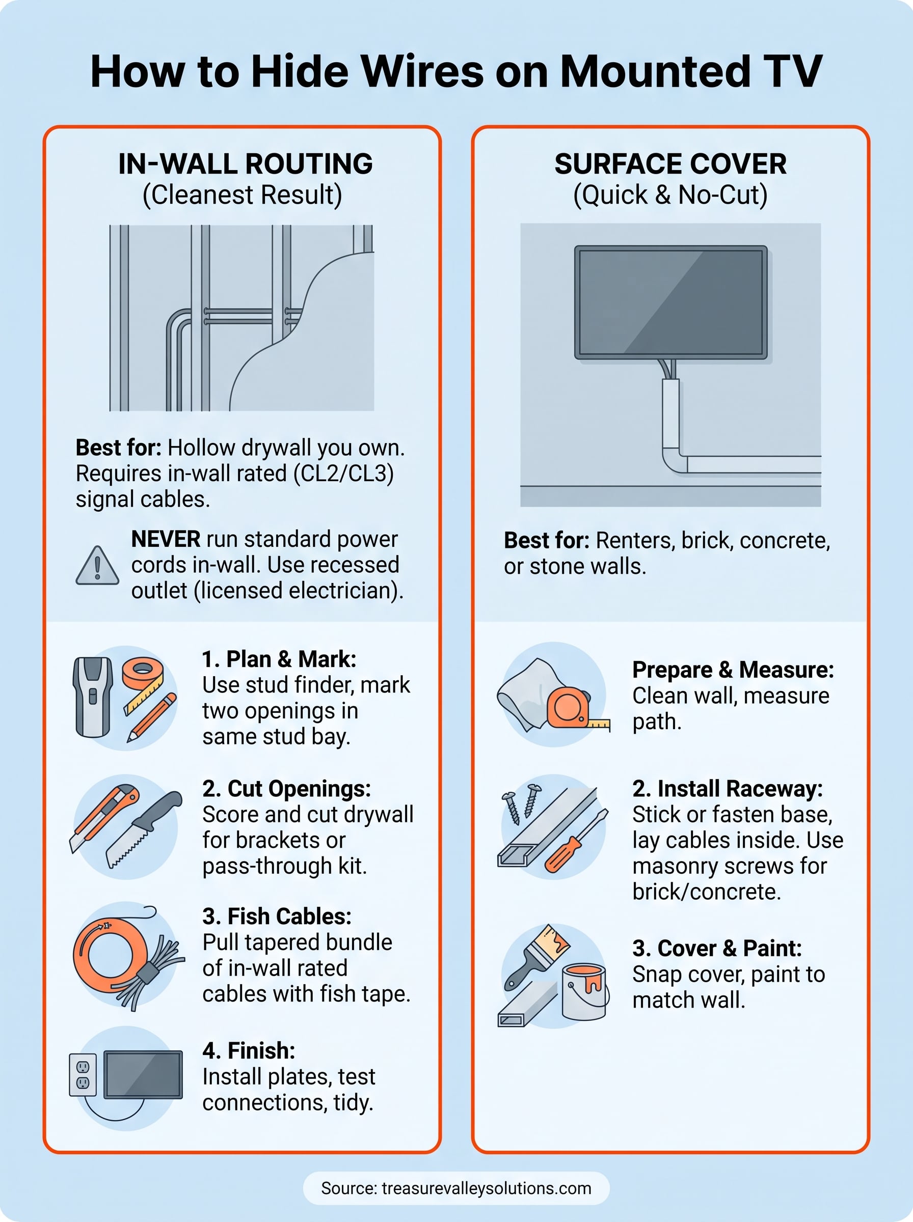 how to hide wires on mounted tv infographic
