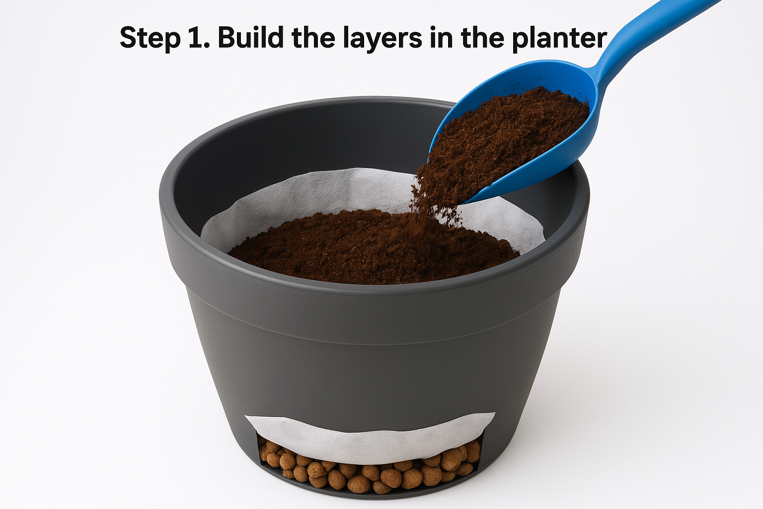 Step 1. Build the layers in the planter