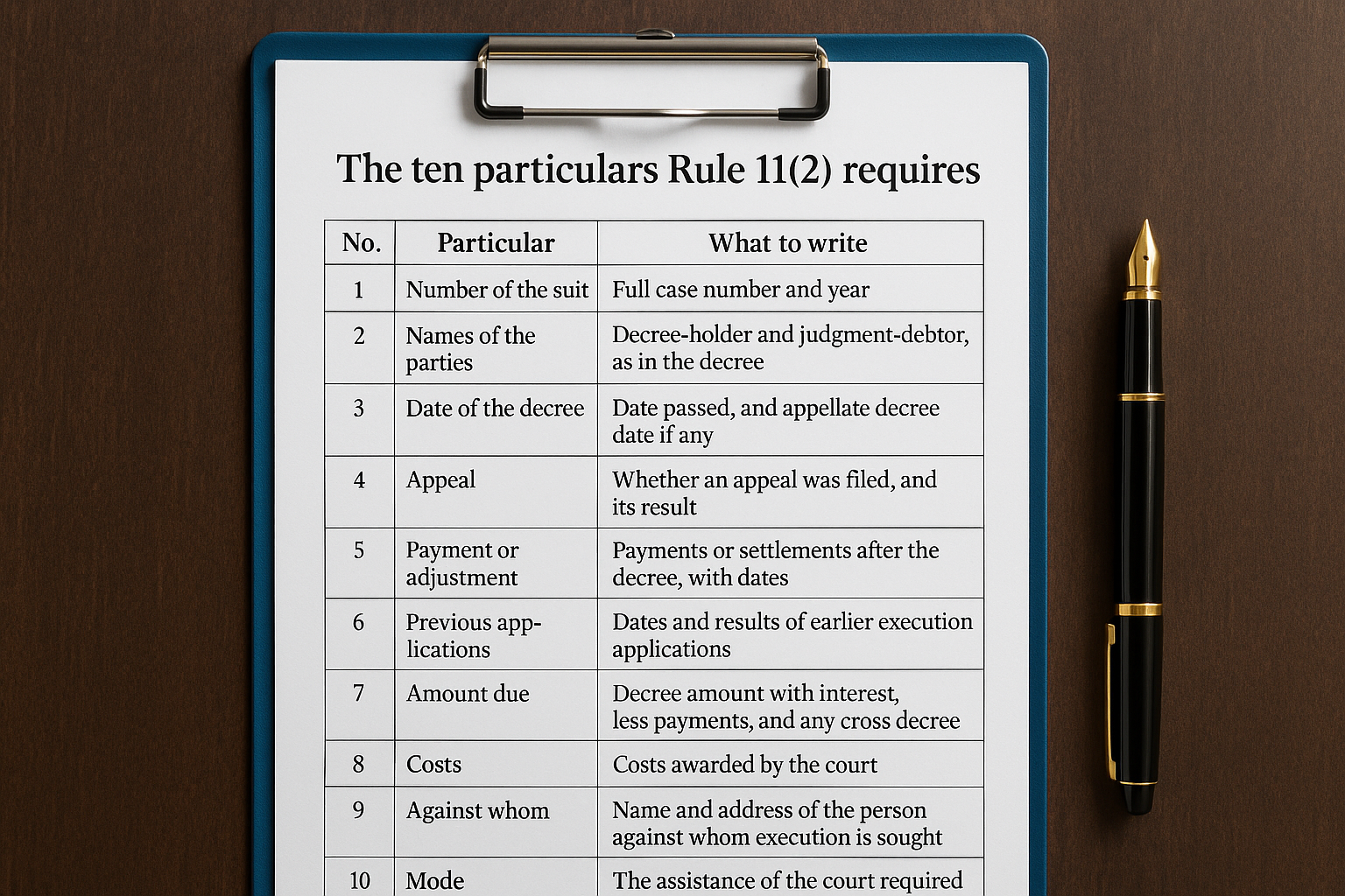 The ten particulars Rule 11(2) requires