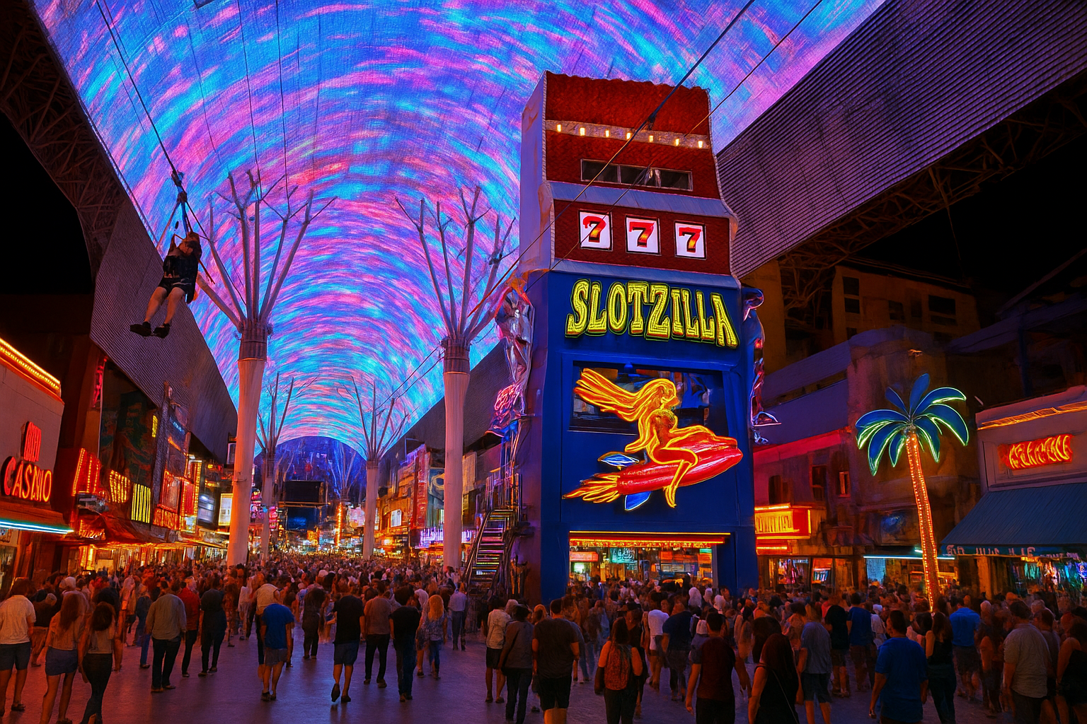5. Explore the Fremont Street Experience and SlotZilla