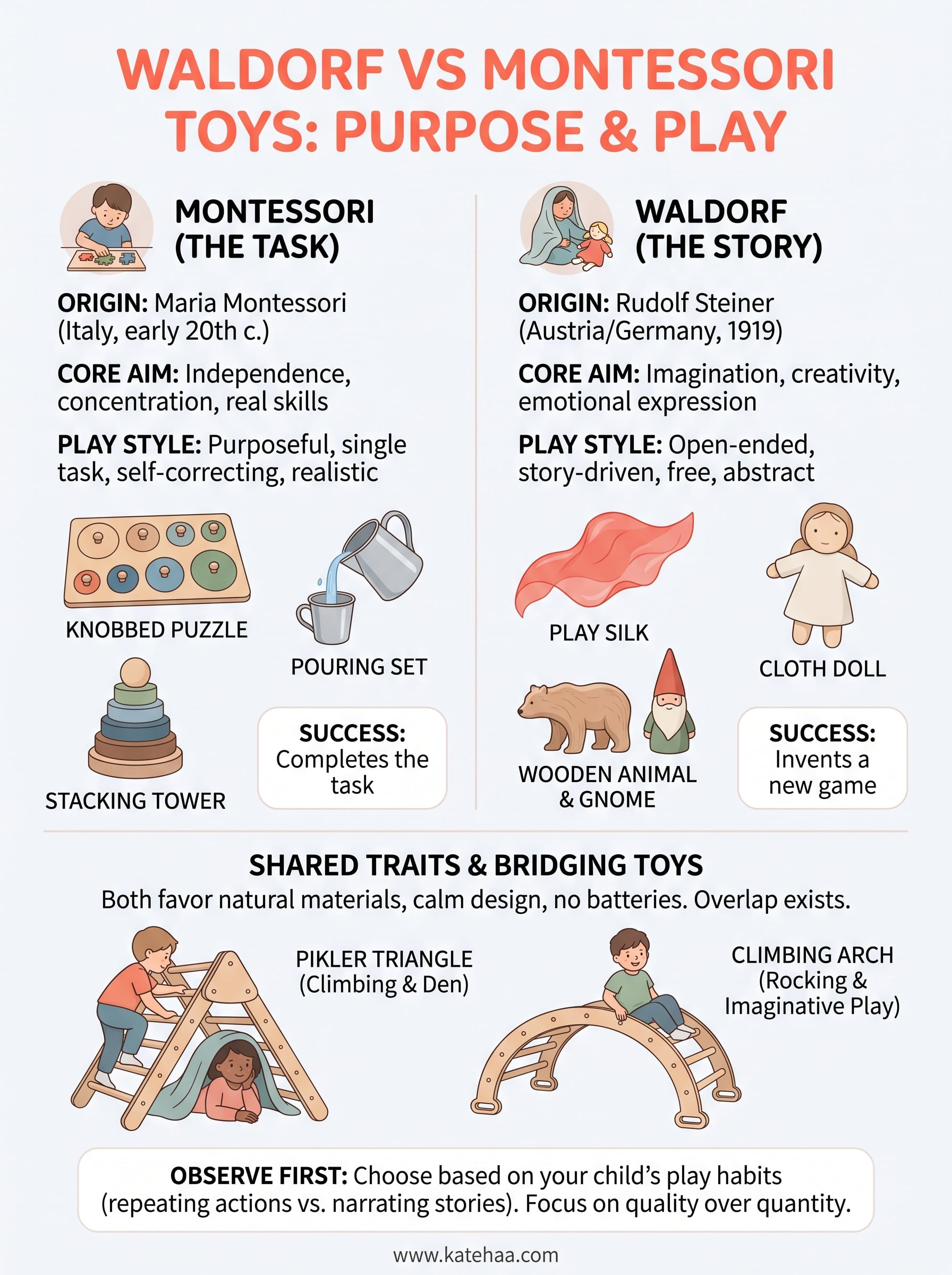 waldorf vs montessori toys infographic