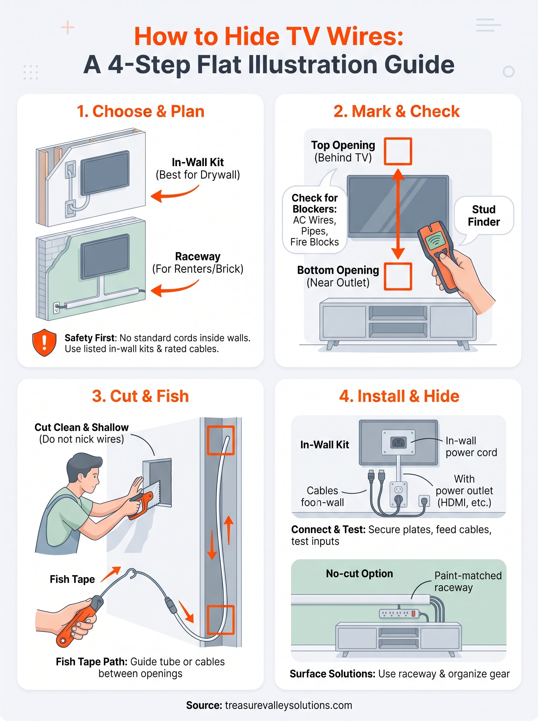 how do you hide tv wires in the wall infographic