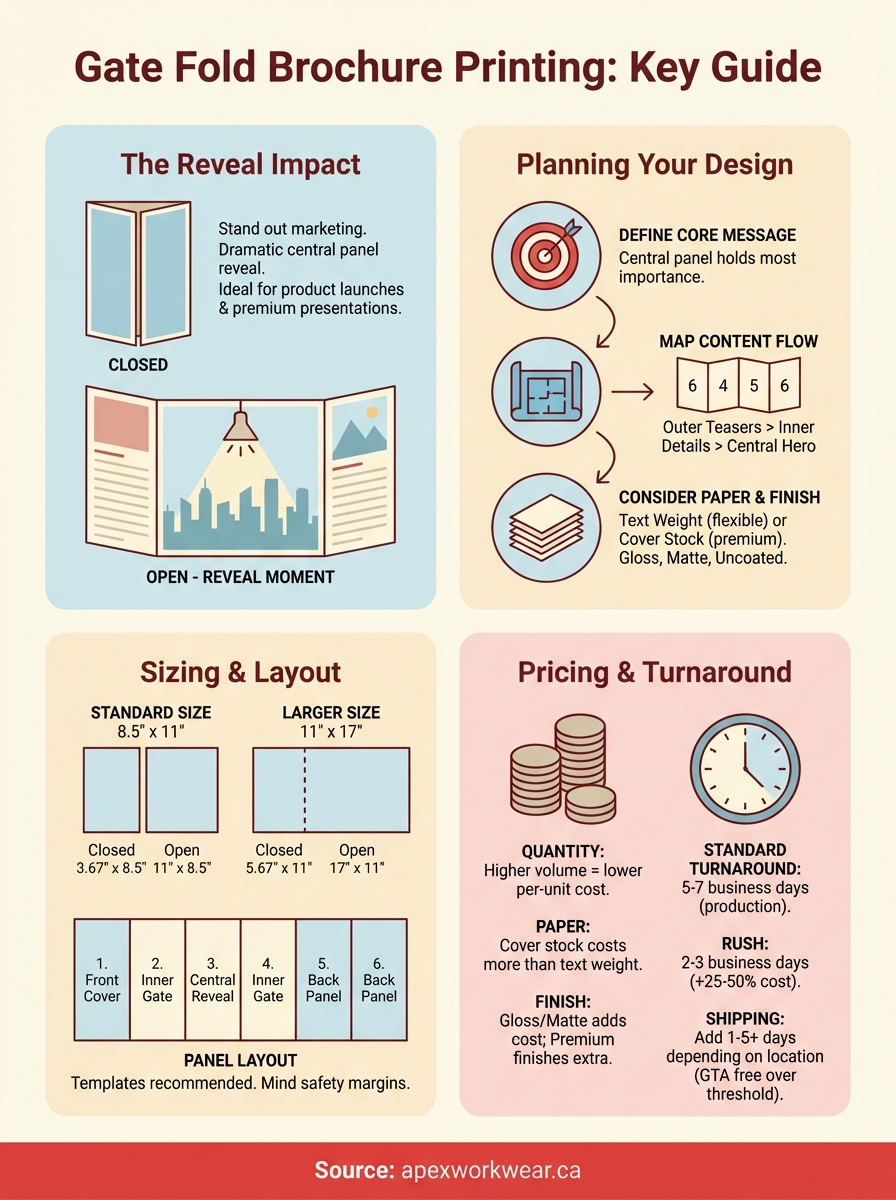 gate fold brochure printing infographic