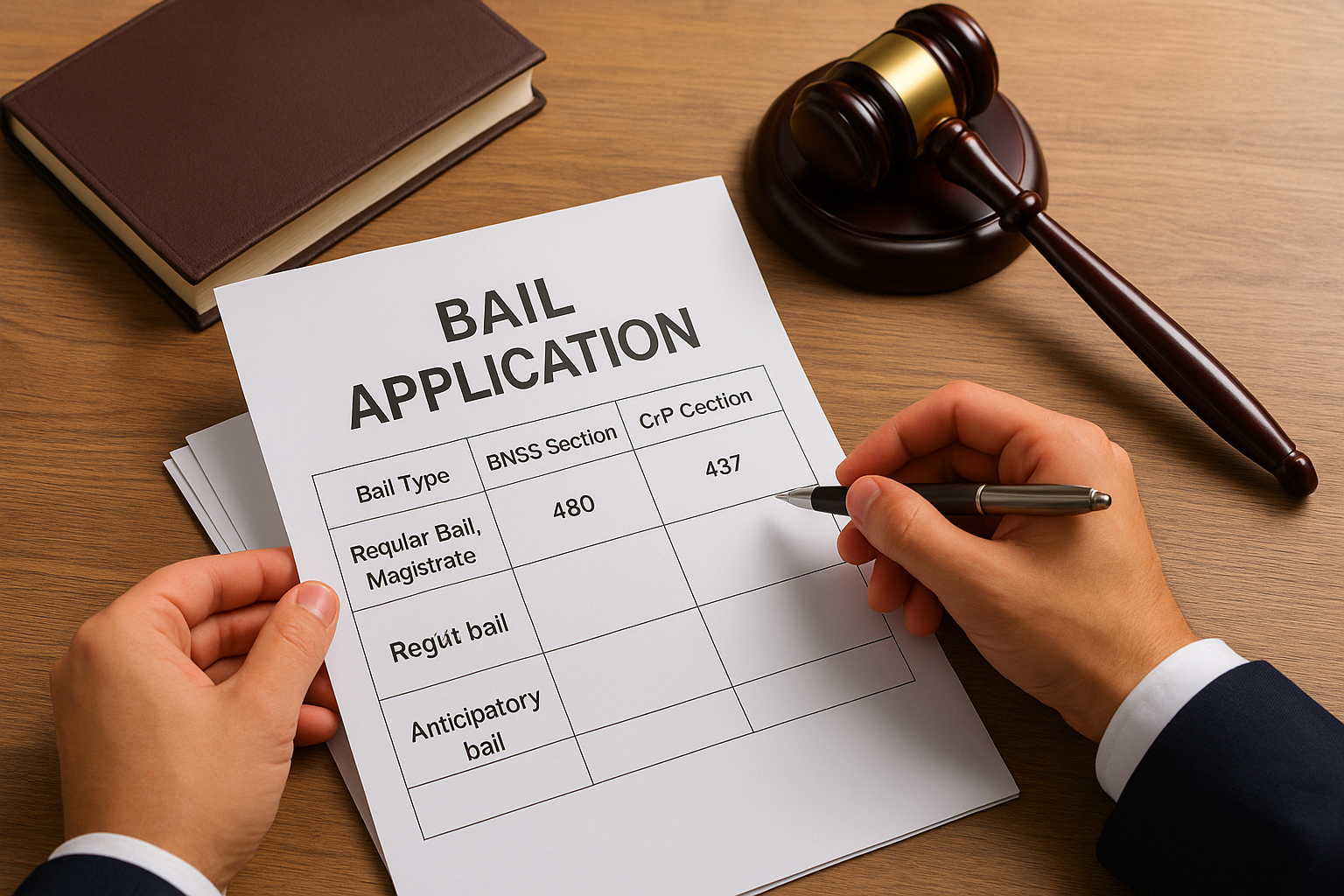 Match the bail type to the section