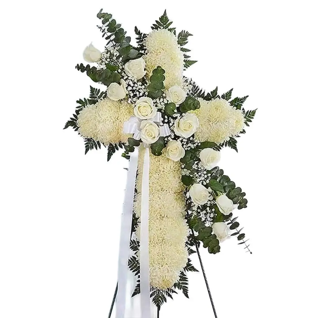 Funeral Wreath Ribbon Messages Tribute Cross