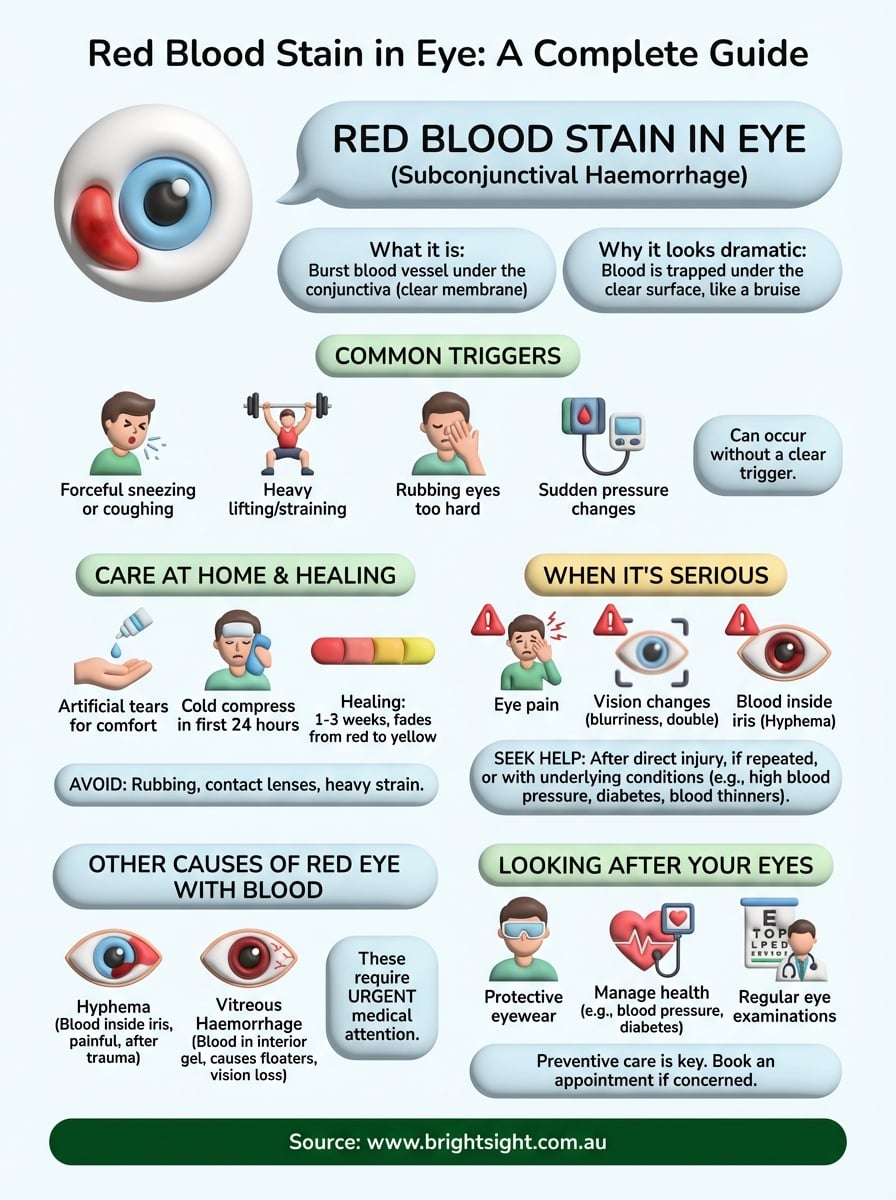 red blood stain in eye infographic