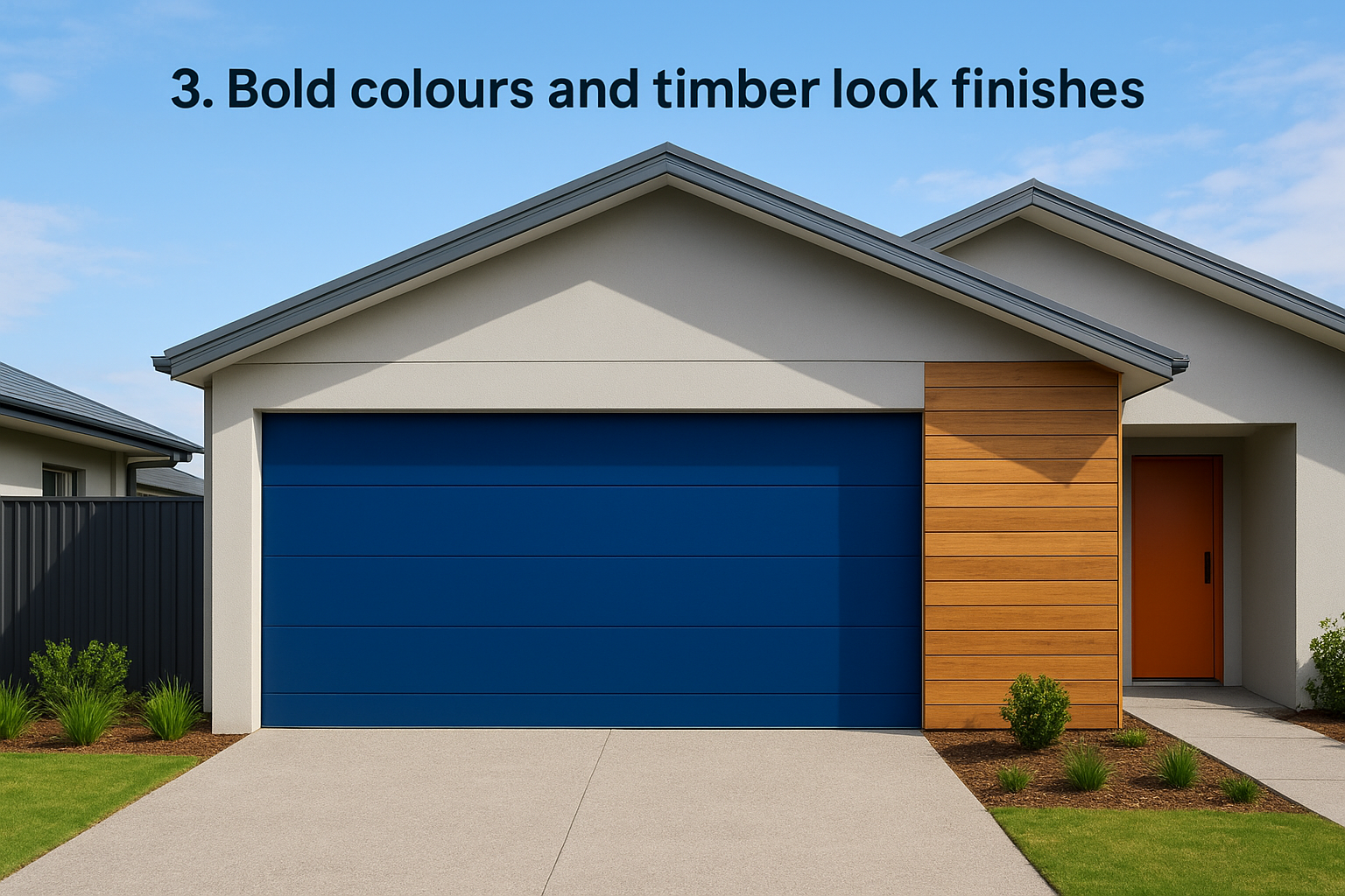 3. Bold colours and timber look finishes