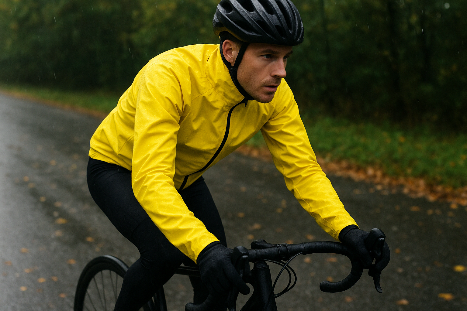 1. Brakeaway met gele regenjassen voor fietsers