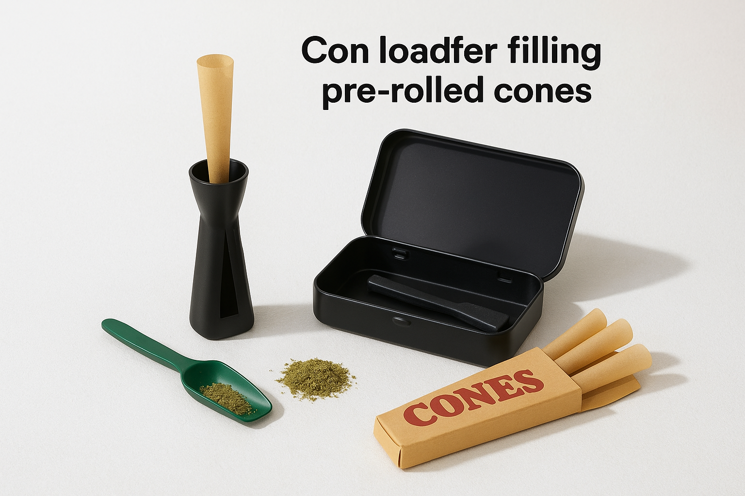 1. Cone loaders for filling pre-rolled cones