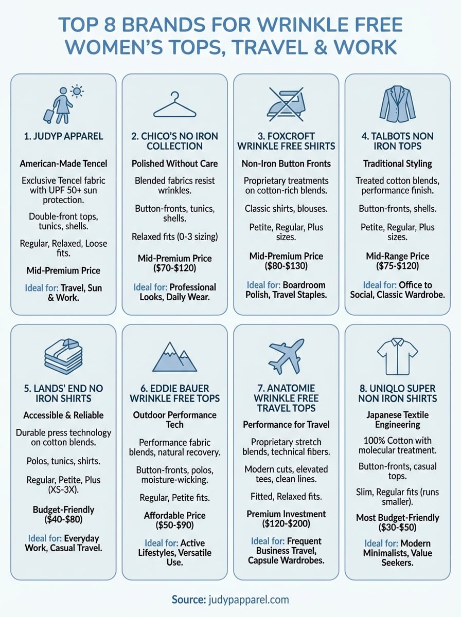 wrinkle free women’s tops infographic