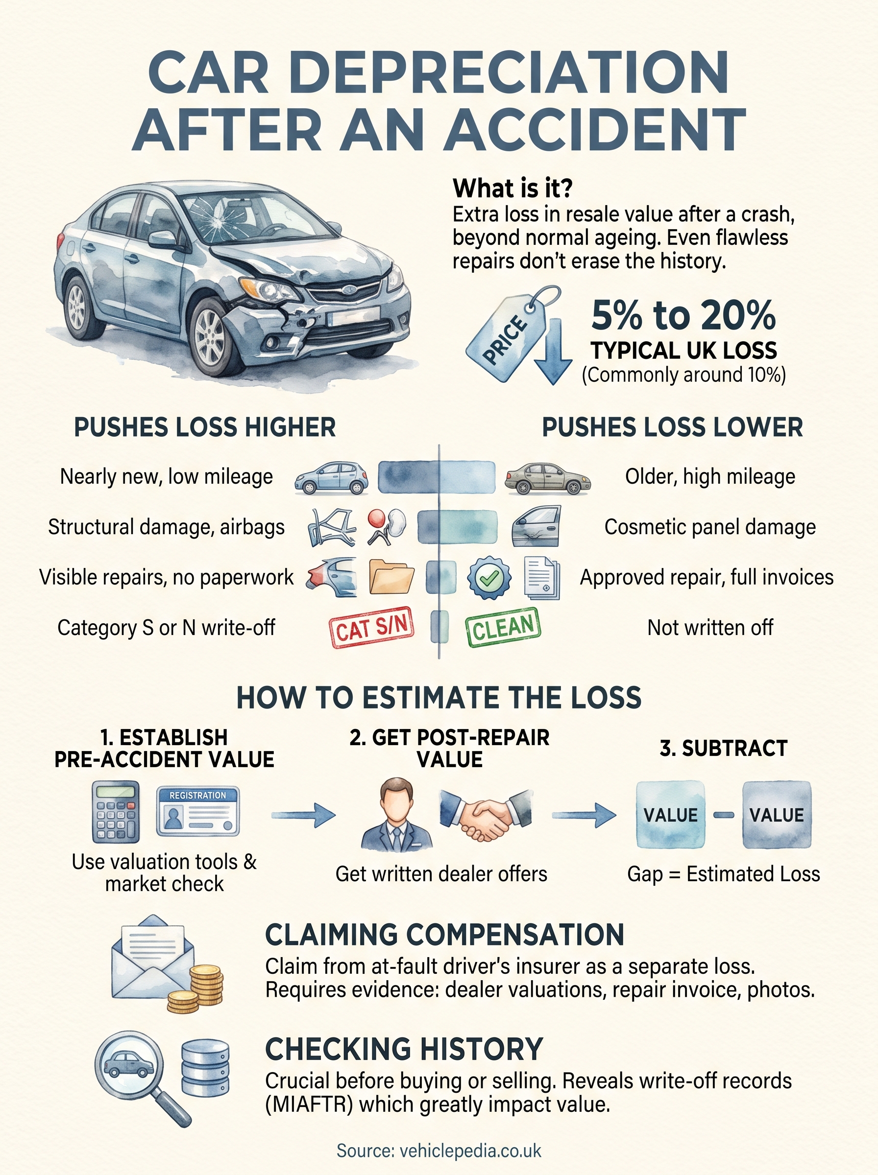 car depreciation after accident infographic