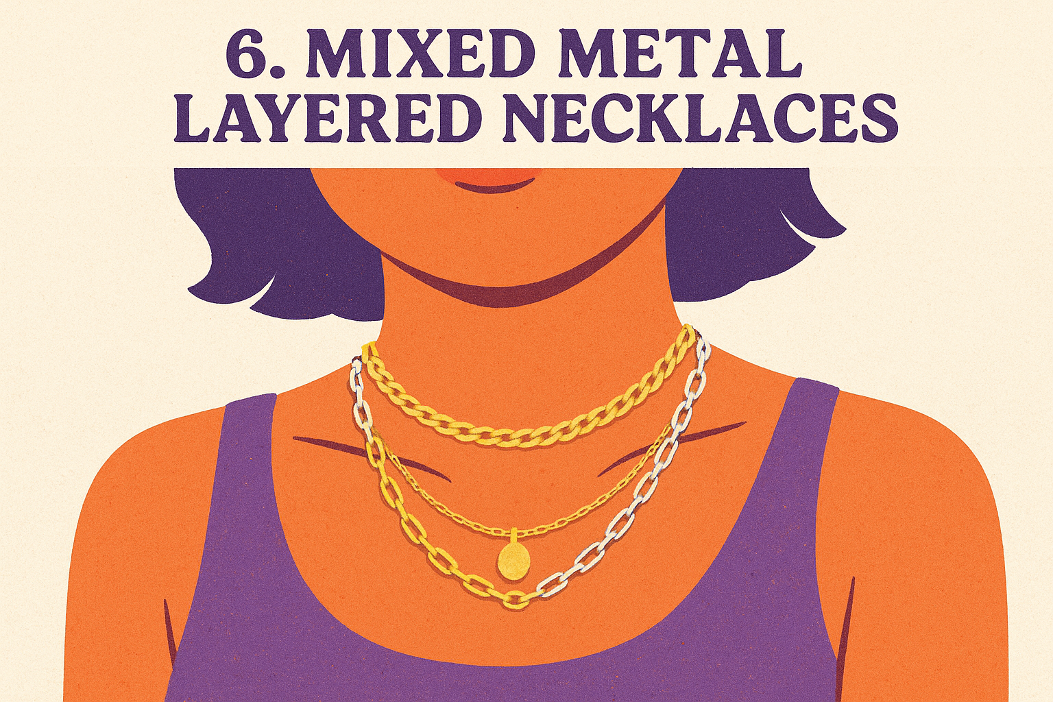 6. Mixed metal layered necklaces