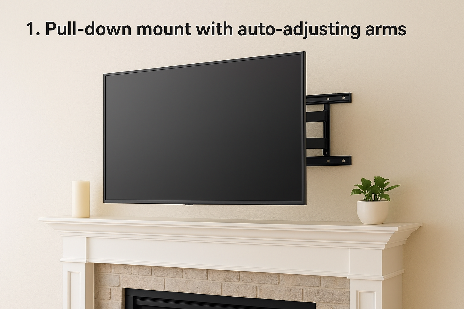 1. Pull-down mount with auto-adjusting arms