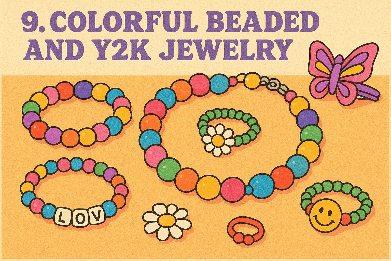 9. Colorful beaded and Y2K jewelry