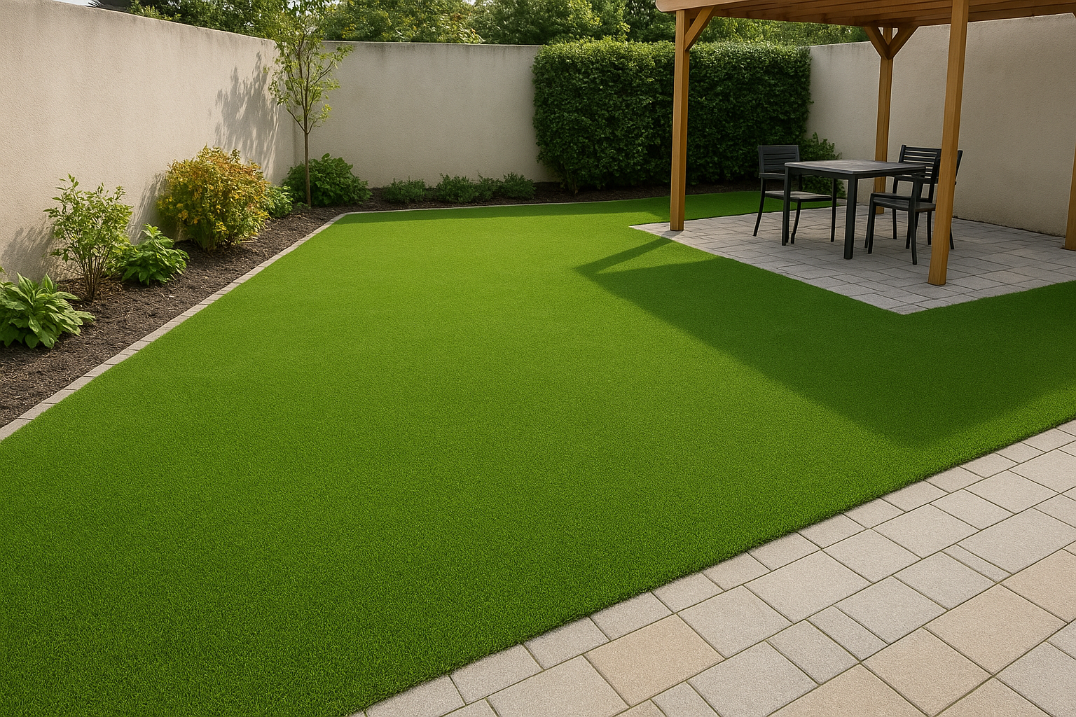 3. Swap the lawn for a flat green surface