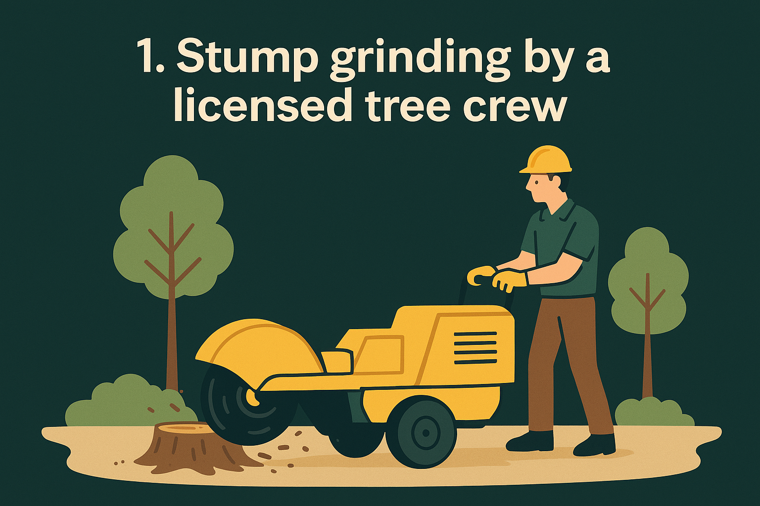 1. Stump grinding by a licensed tree crew