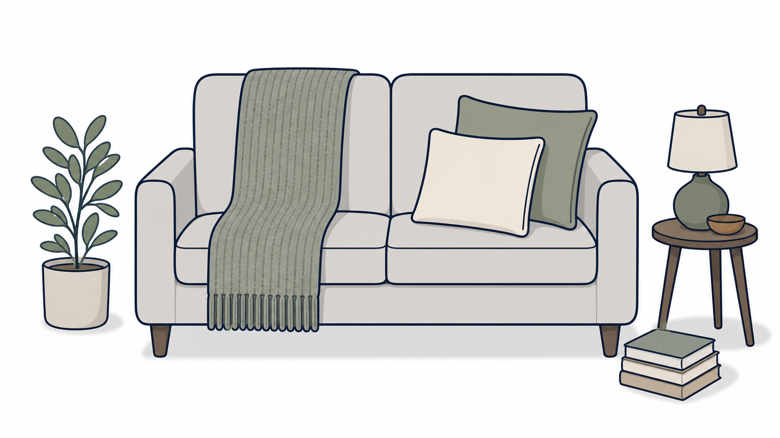A chenille throw laid lengthwise across a loveseat with two pillows stacked at one end.