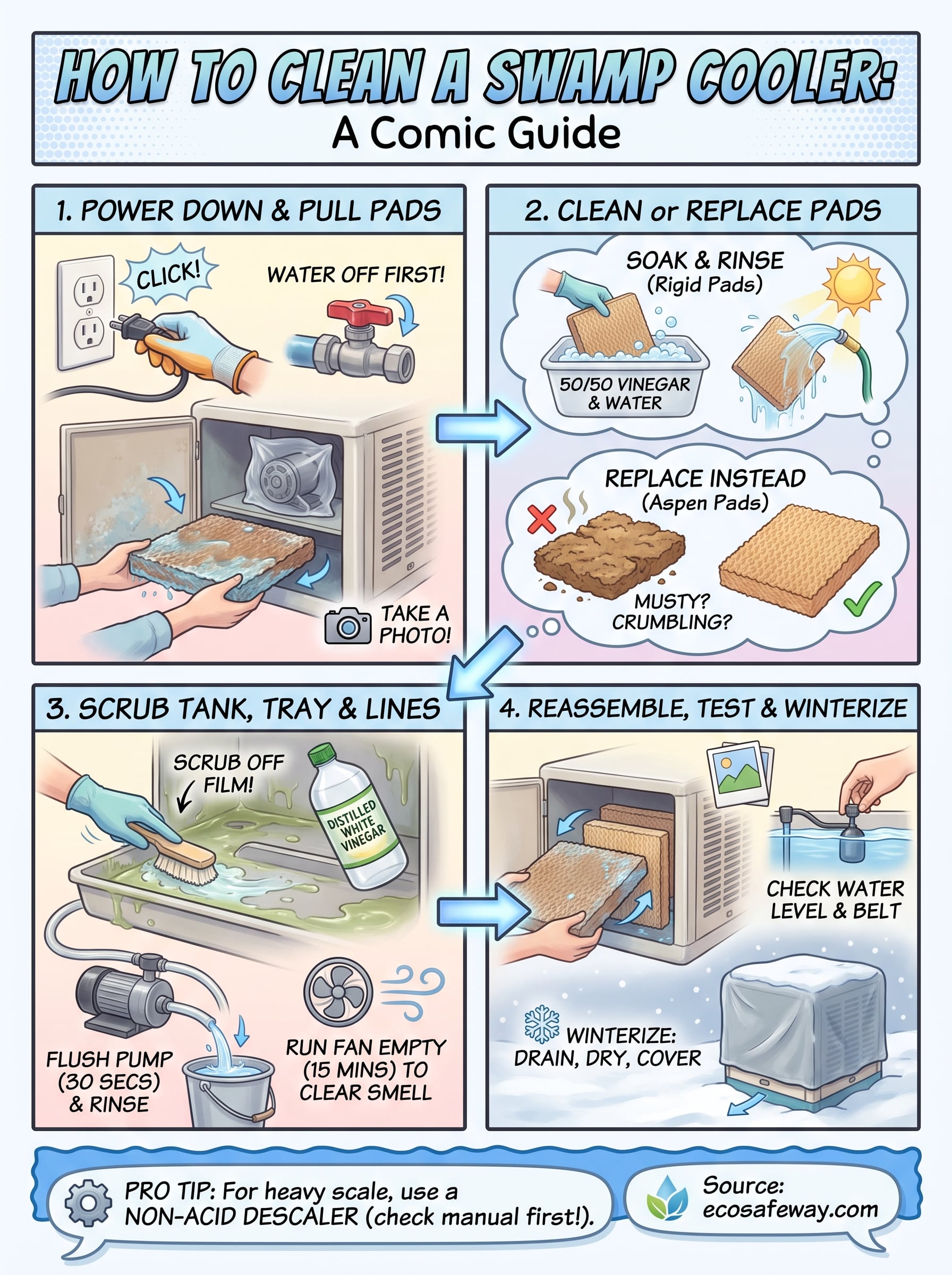 how to clean a swamp cooler infographic