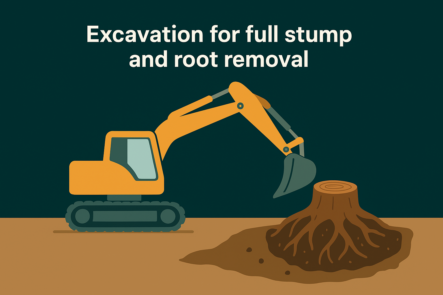 4. Excavation for full stump and root removal
