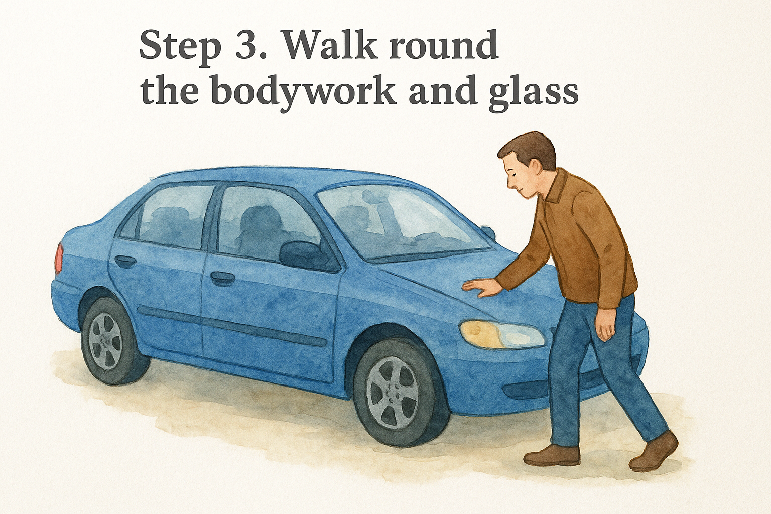 Step 3. Walk round the bodywork and glass