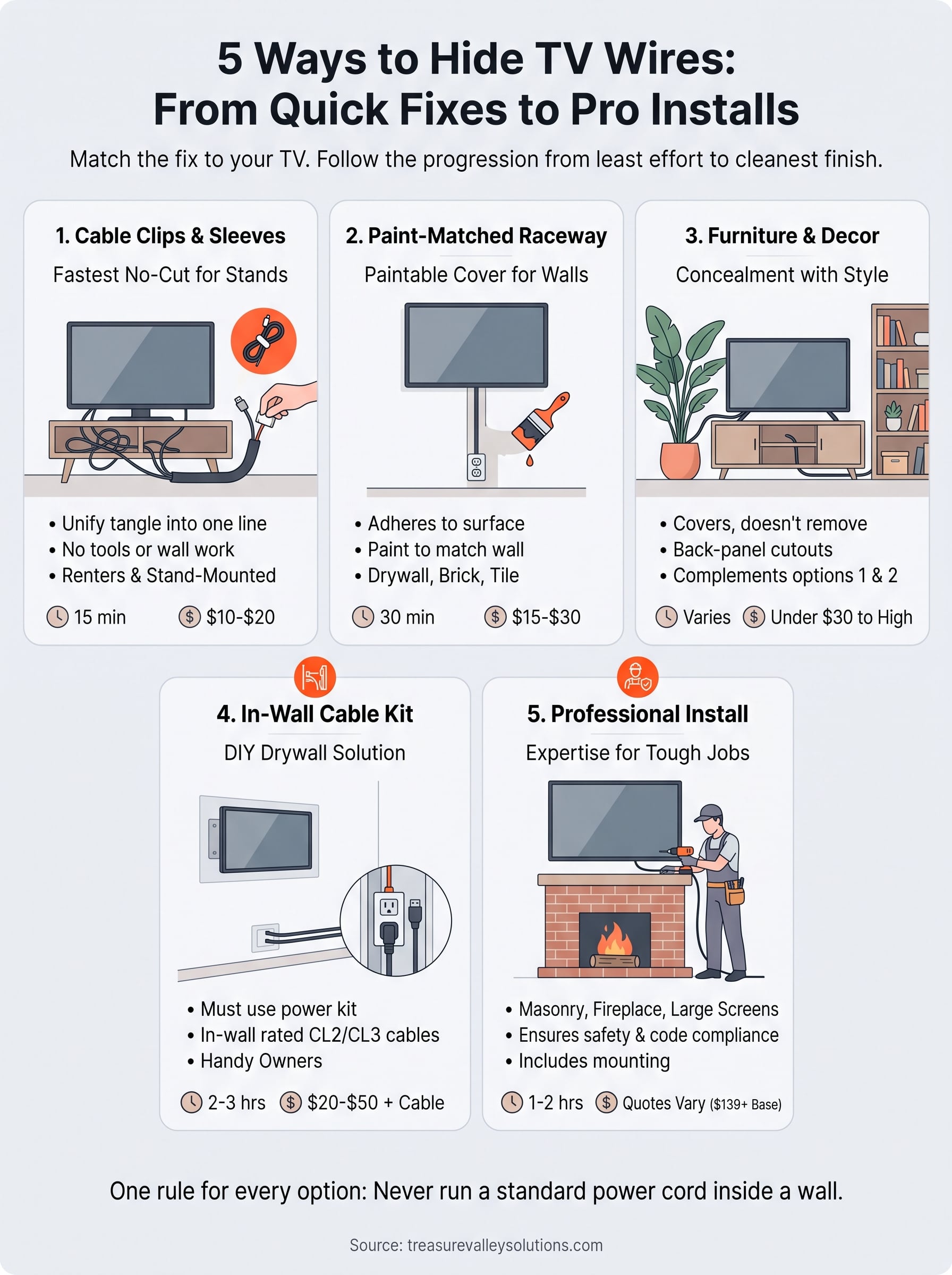 how do you hide wires for tv infographic