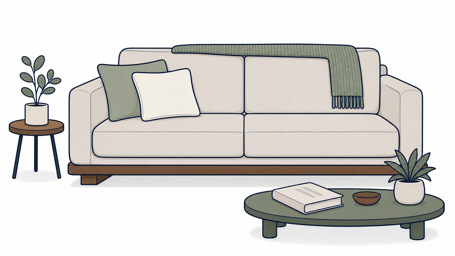 A narrow throw folded in thirds lies across the back of a sofa, with one end hanging lower than the other.
