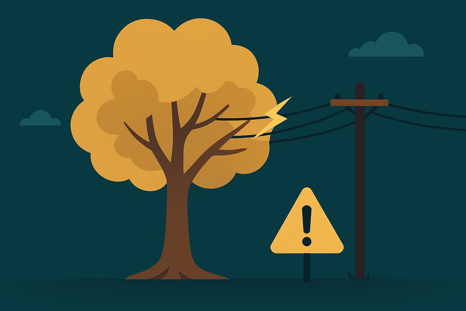 3. A tree touching or tangled in power lines