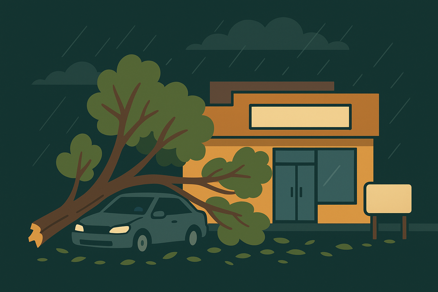 7. Storm debris blocking a business property