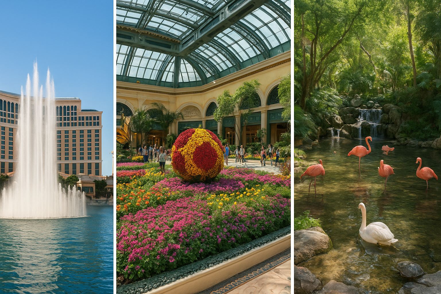 3. Bellagio fountains, Conservatory and Flamingo habitat