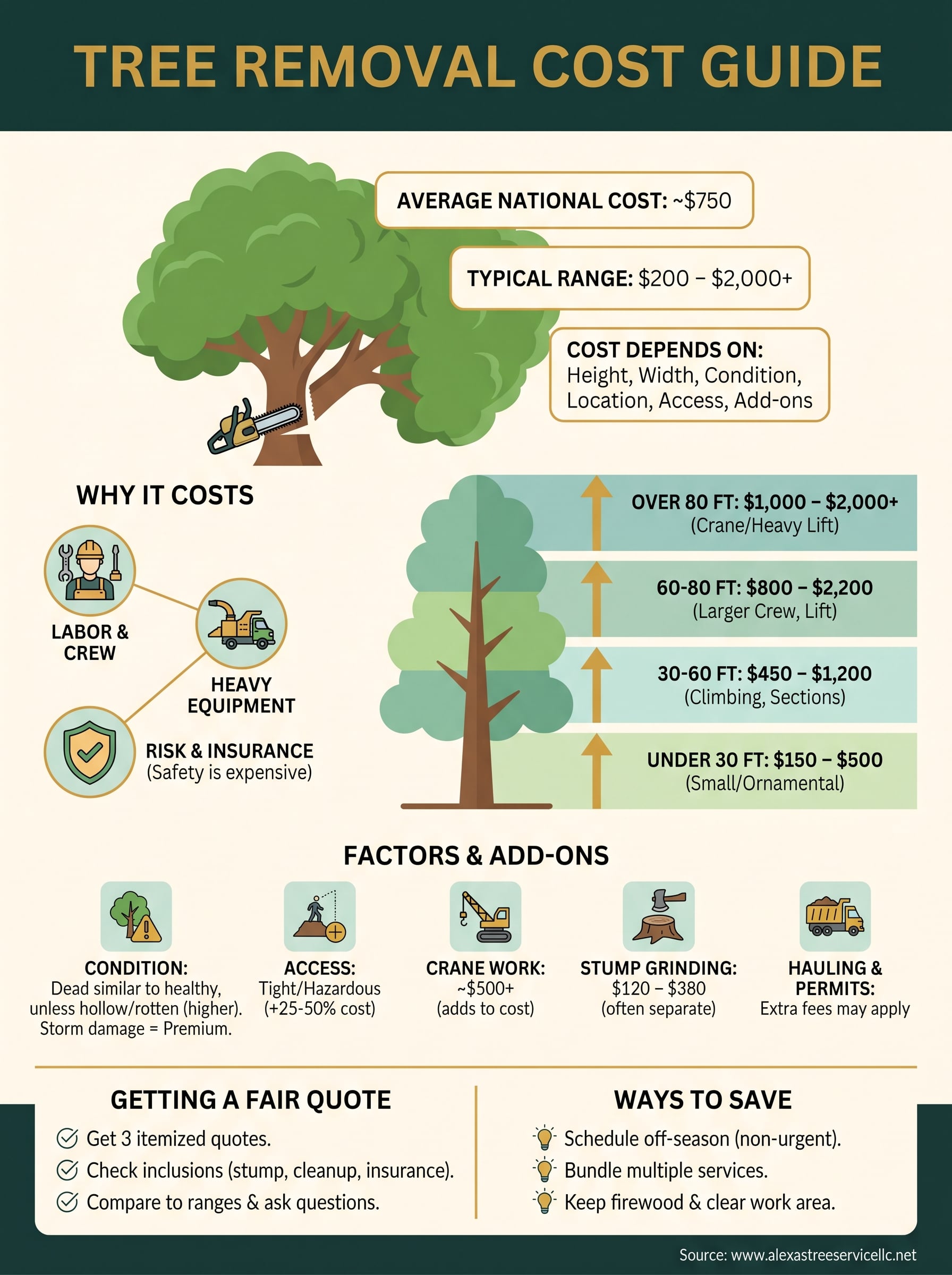 how much tree removal cost infographic