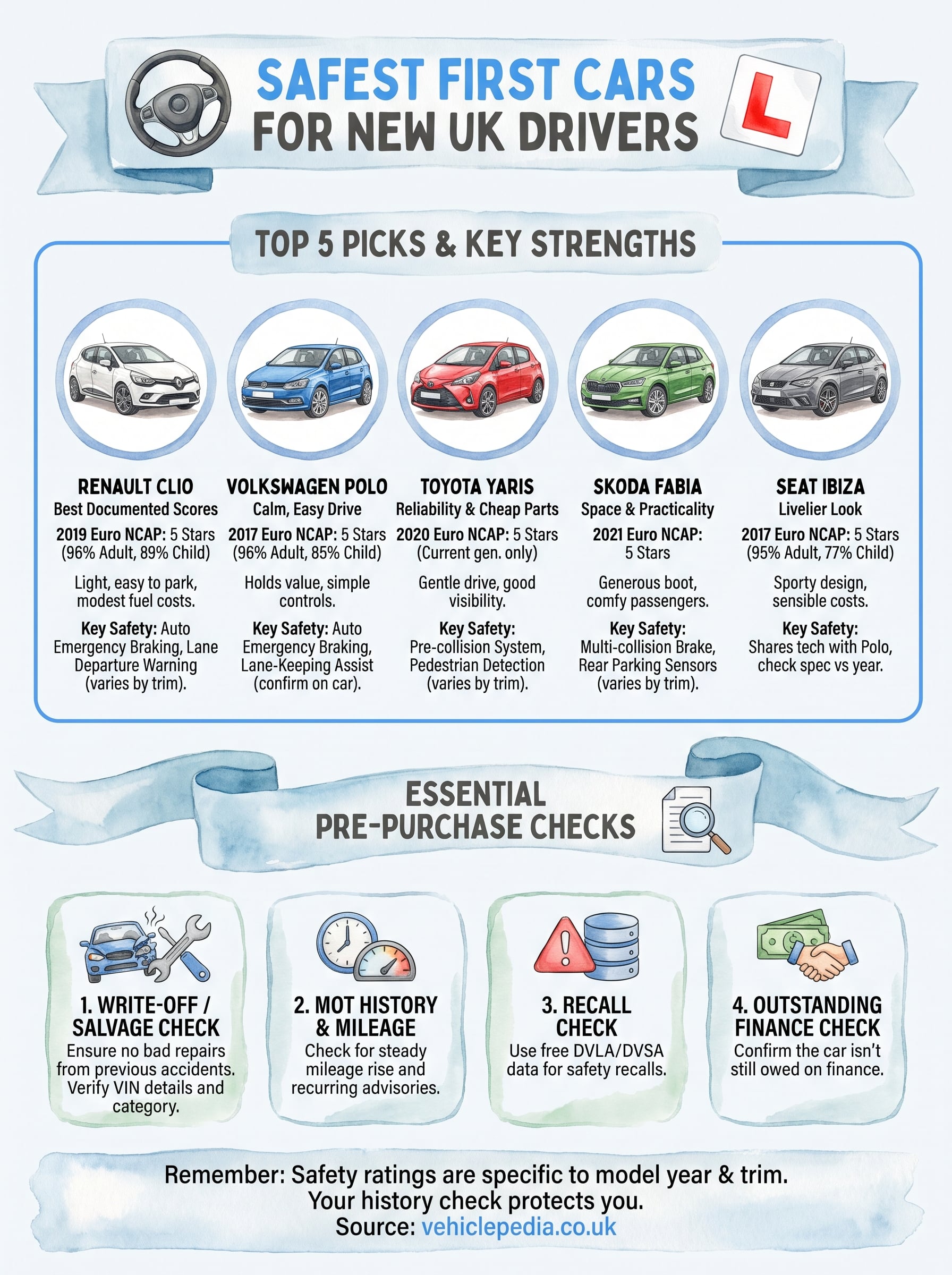 safest cars for new drivers uk infographic