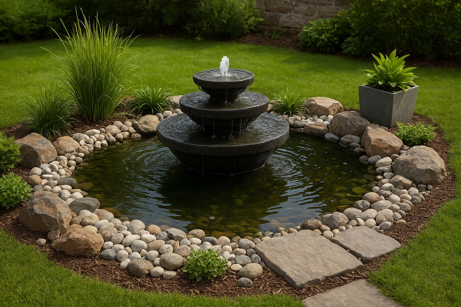 1. Layer fountain pond for a finished feature