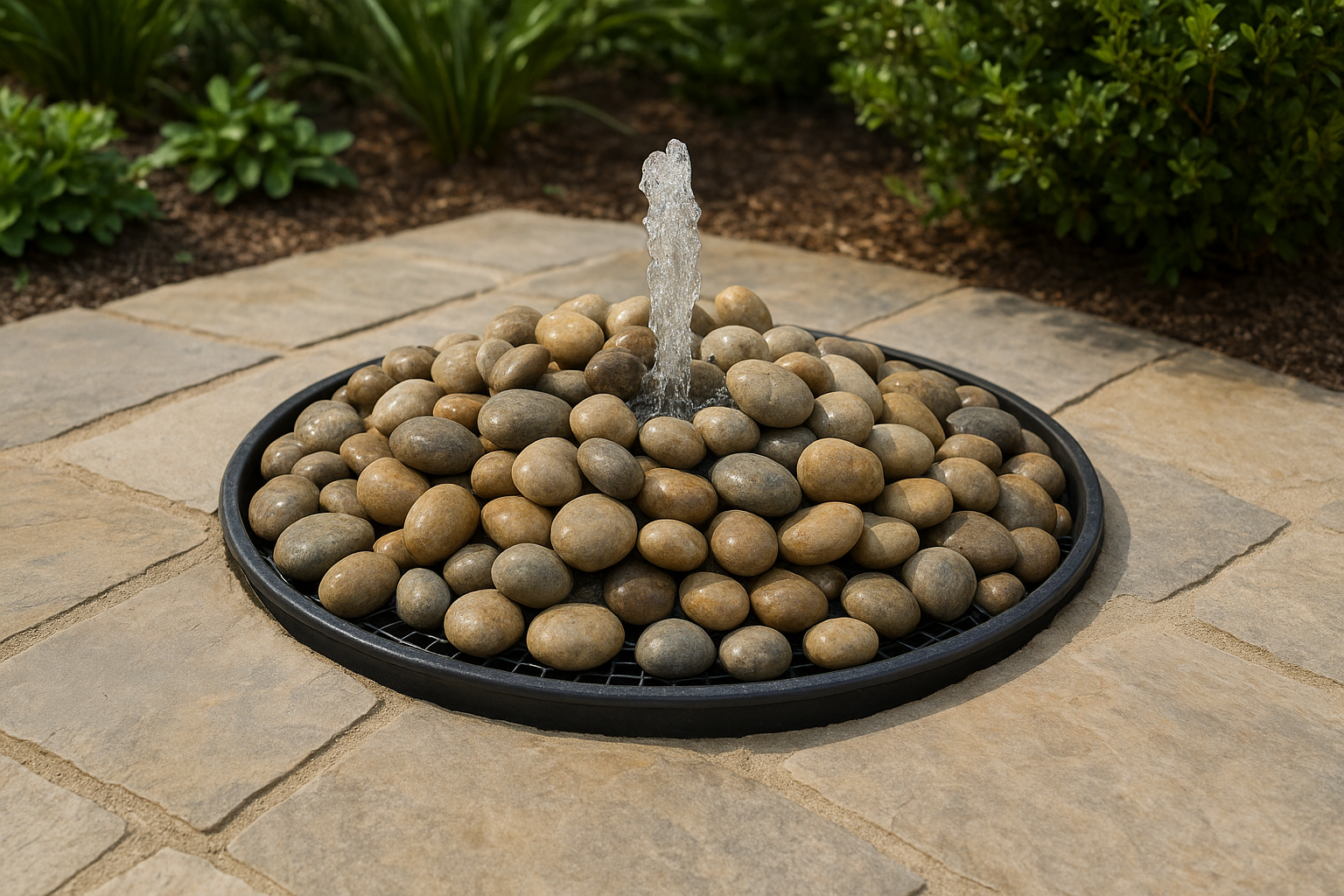 3. Pebble fountain with a hidden reservoir