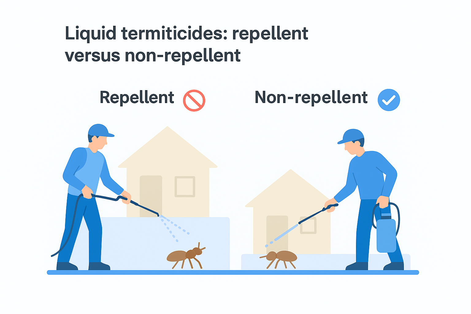 Liquid termiticides: repellent versus non-repellent
