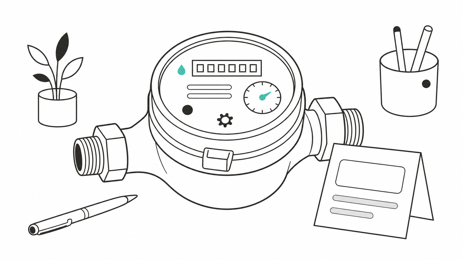 A usage meter sits next to a flat subscription card, contrasting metered billing with a fixed plan.
