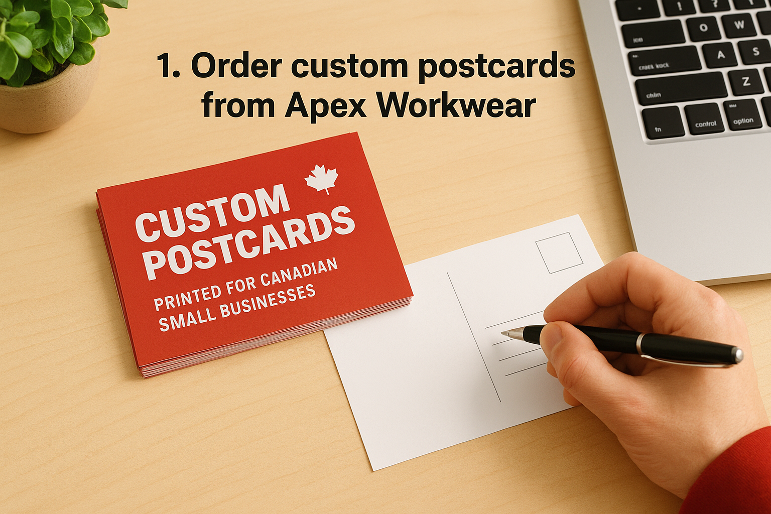 1. Order custom postcards from Apex Workwear