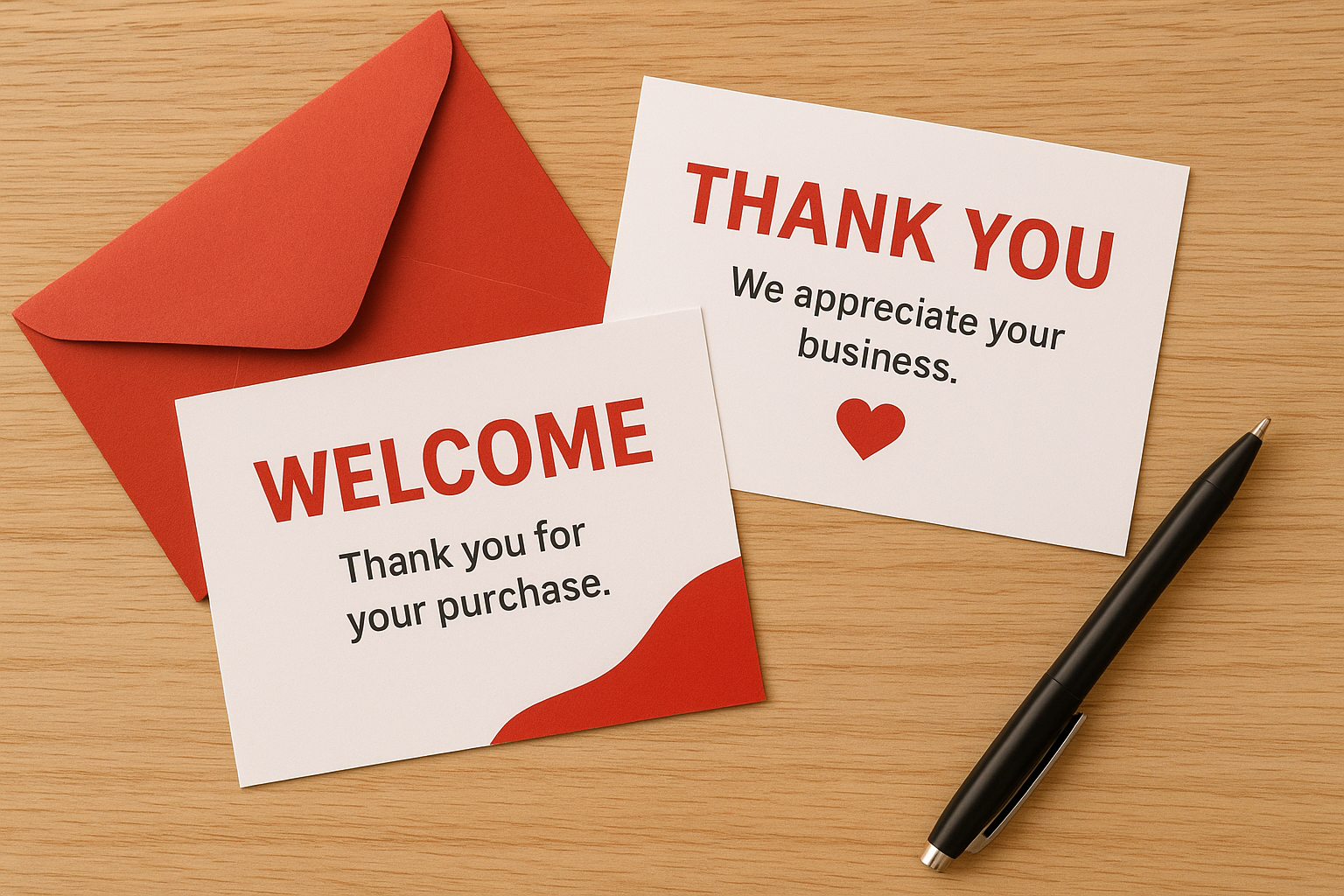 2. Use postcards to welcome and thank customers