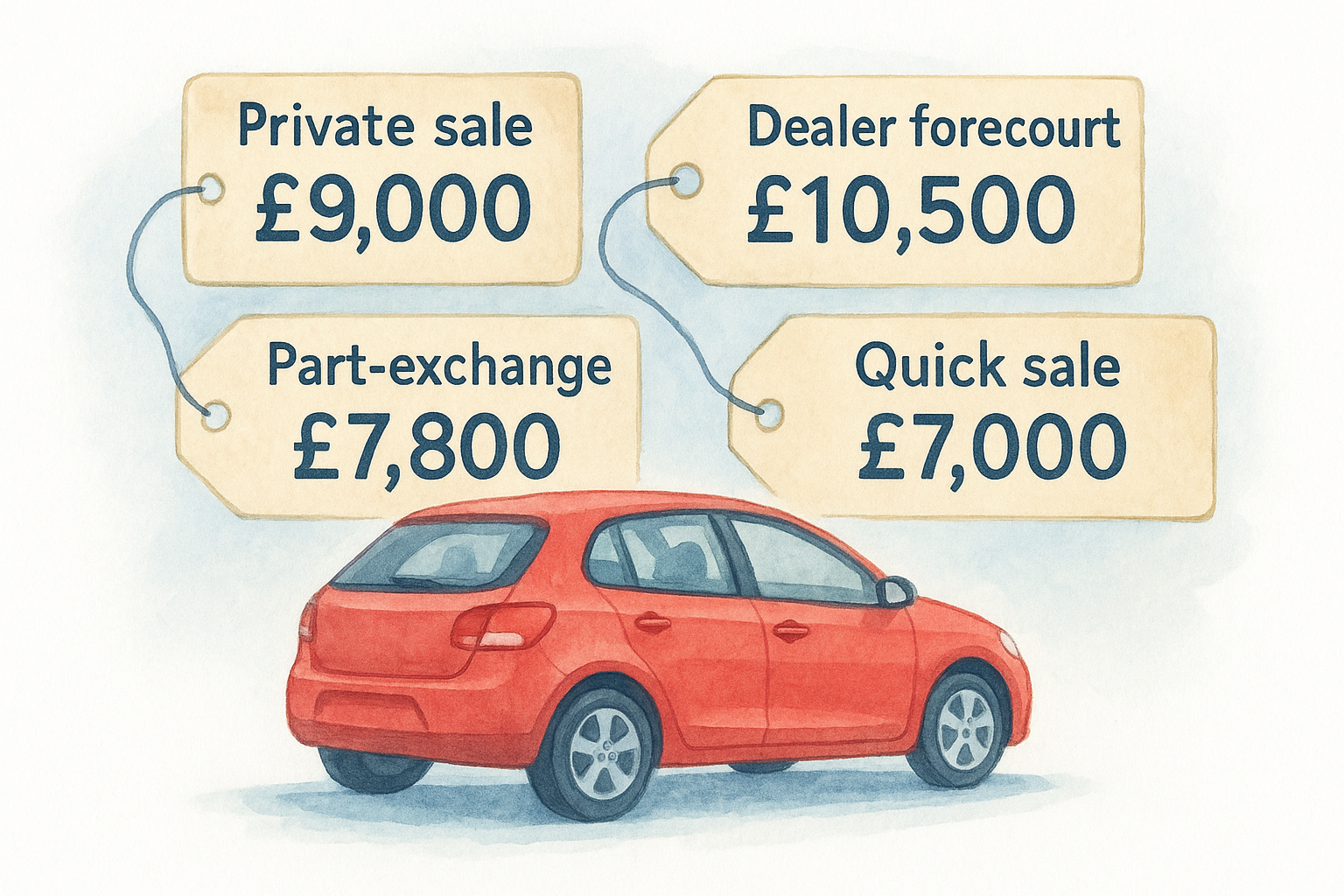 Private, part-exchange, forecourt and quick sale