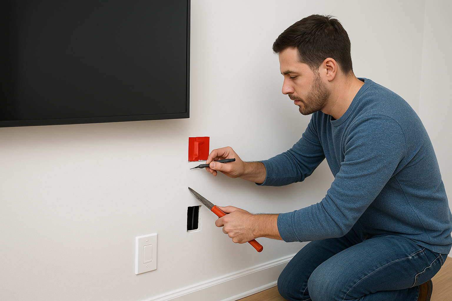 Step 2. Hide the cables inside the wall