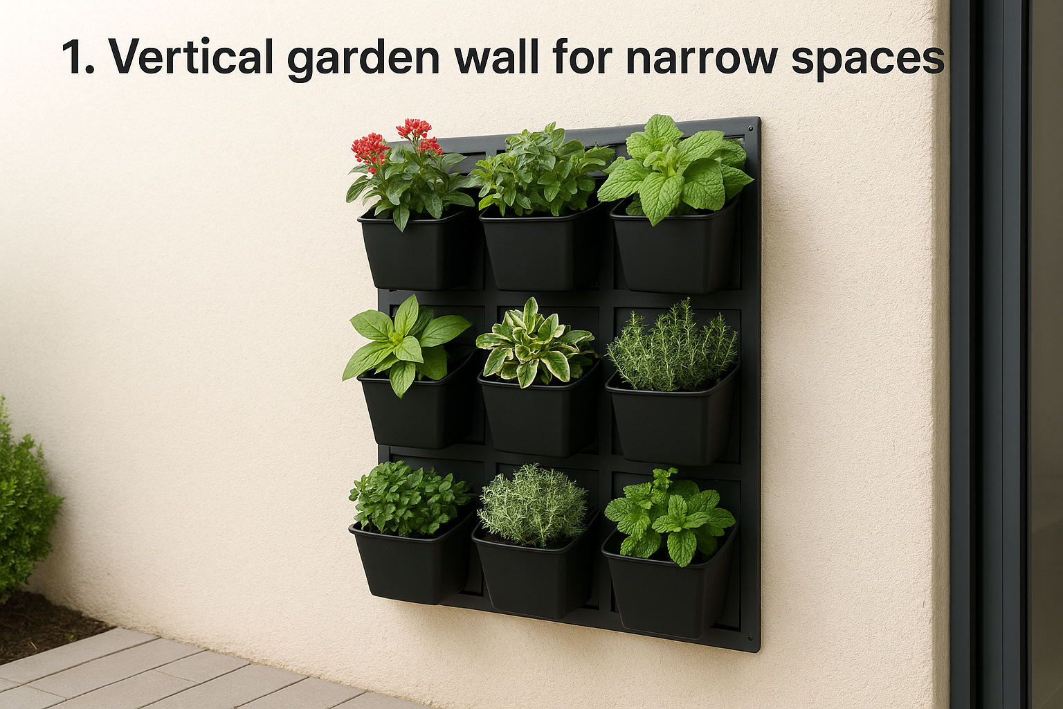 1. Vertical garden wall for narrow spaces
