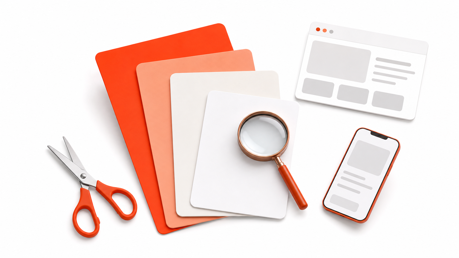 Four paper cards fanned across a table with a magnifying glass on top, inspecting them before use.