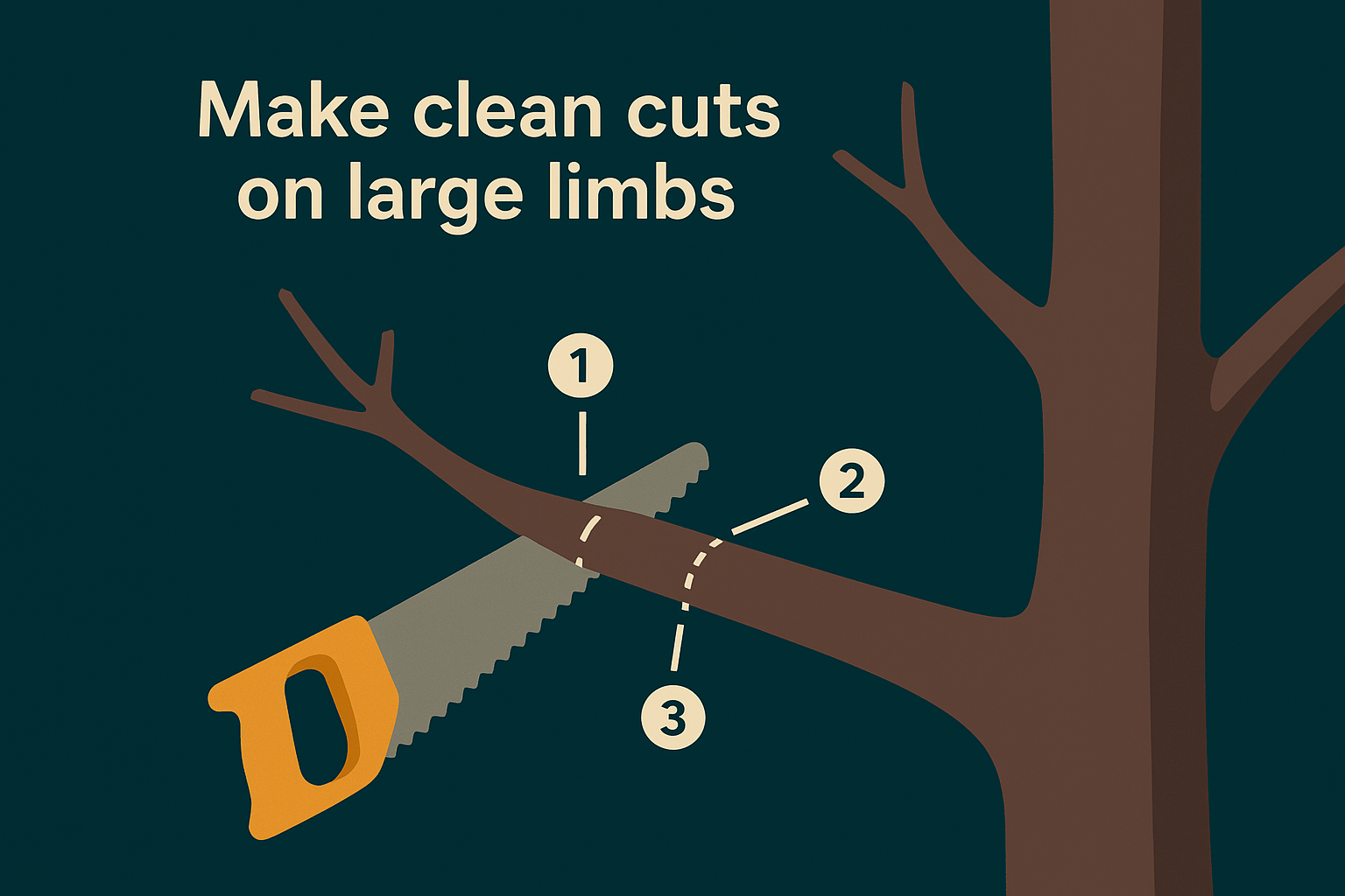 Make clean cuts on large limbs