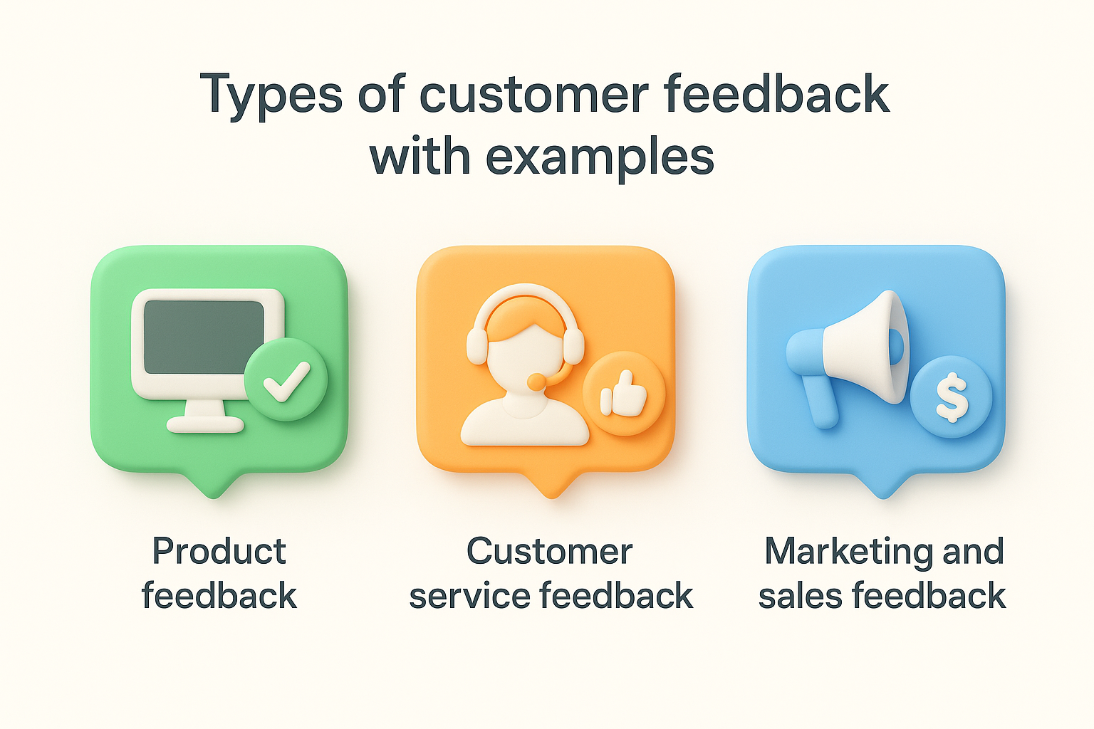 Types of customer feedback with examples
