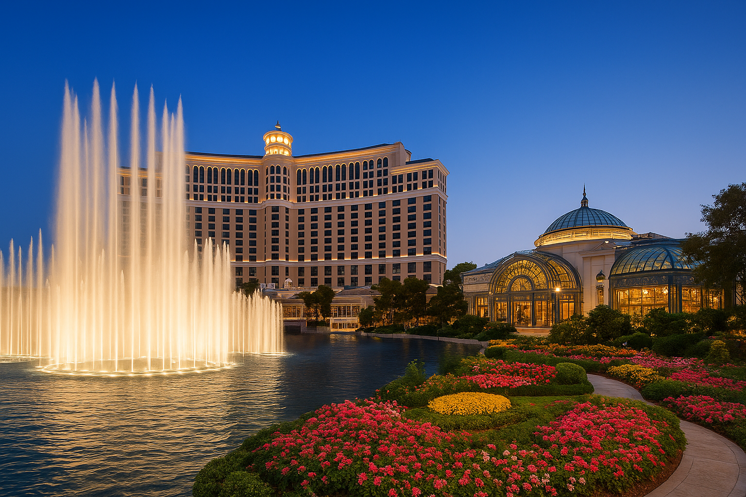 2. The Bellagio fountains and conservatory