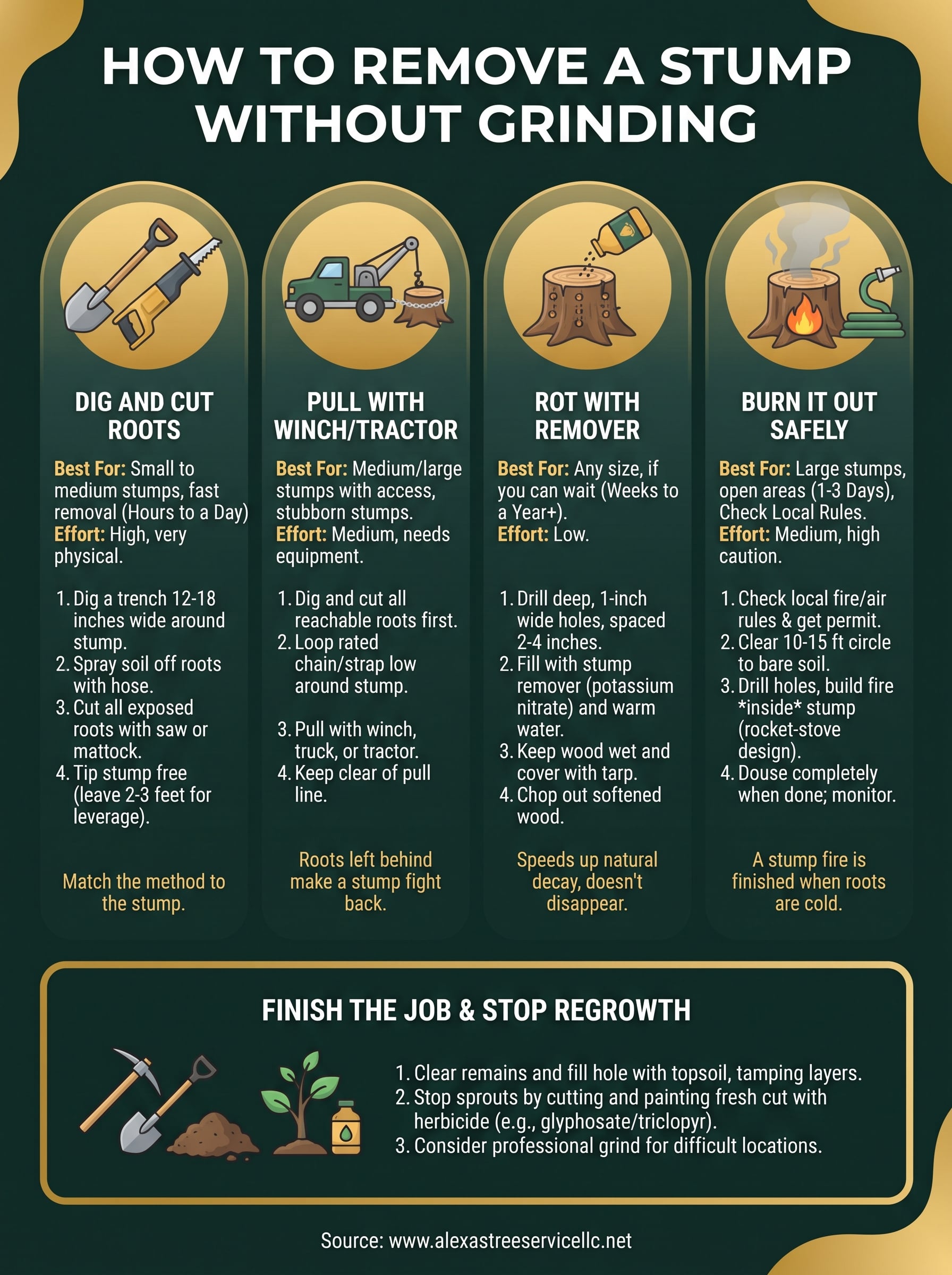 how to remove stump without grinding infographic