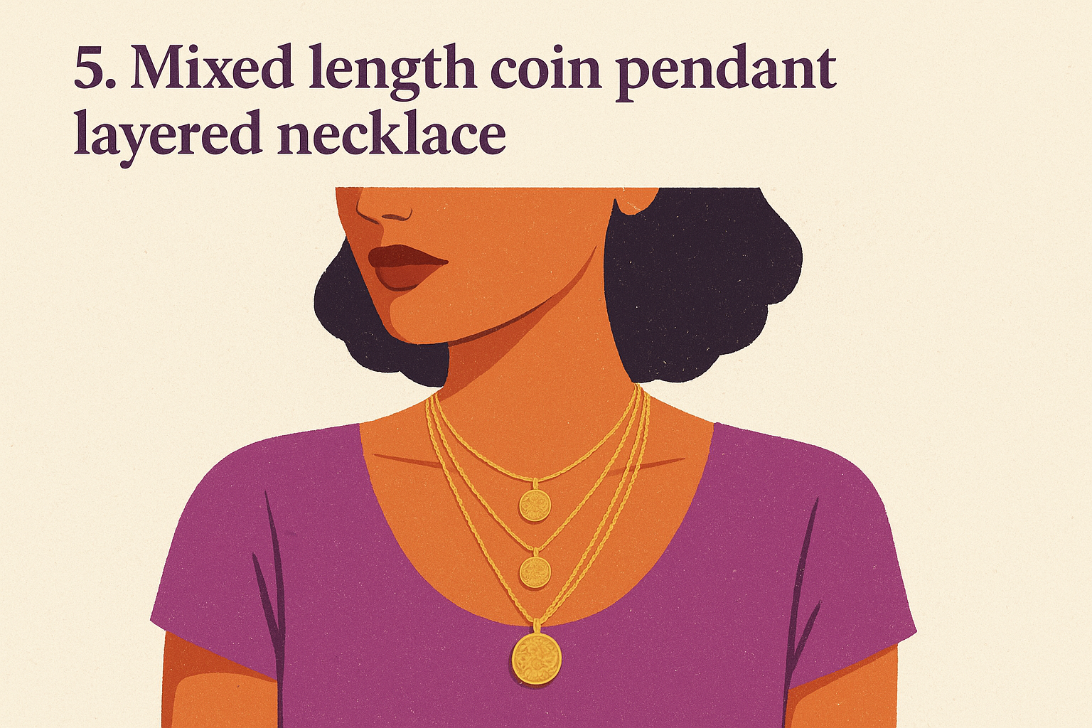 5. Mixed length coin pendant layered necklace