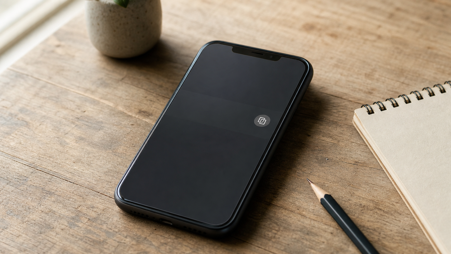 A smartphone with a game profile screen beside a notepad and pencil.