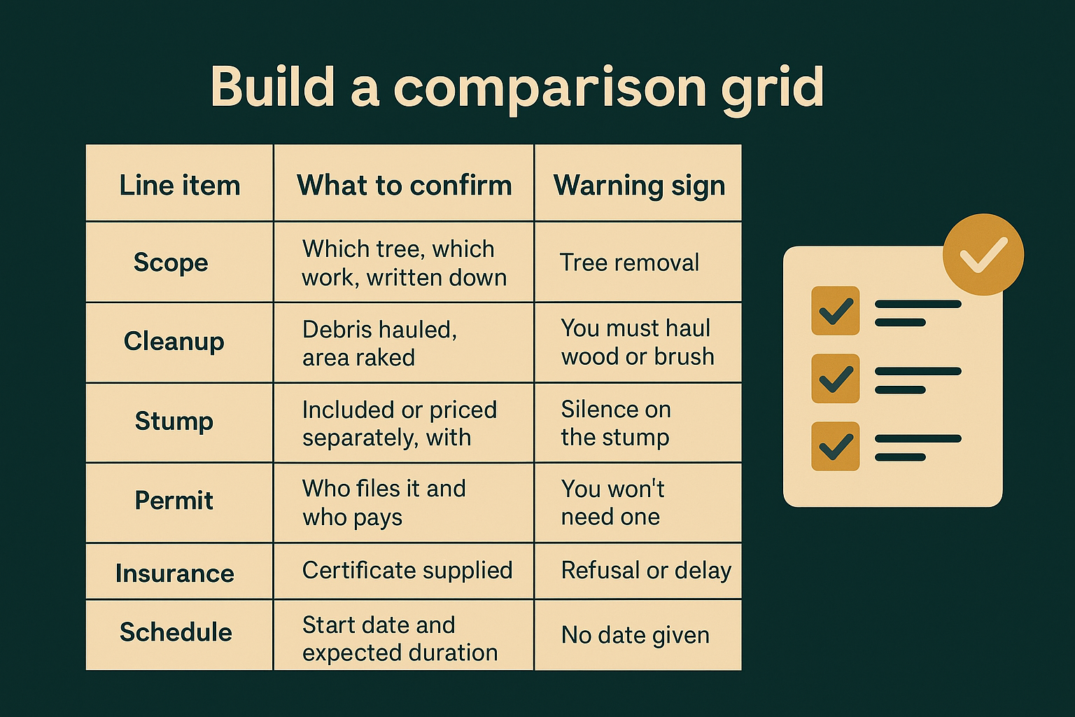 Build a comparison grid
