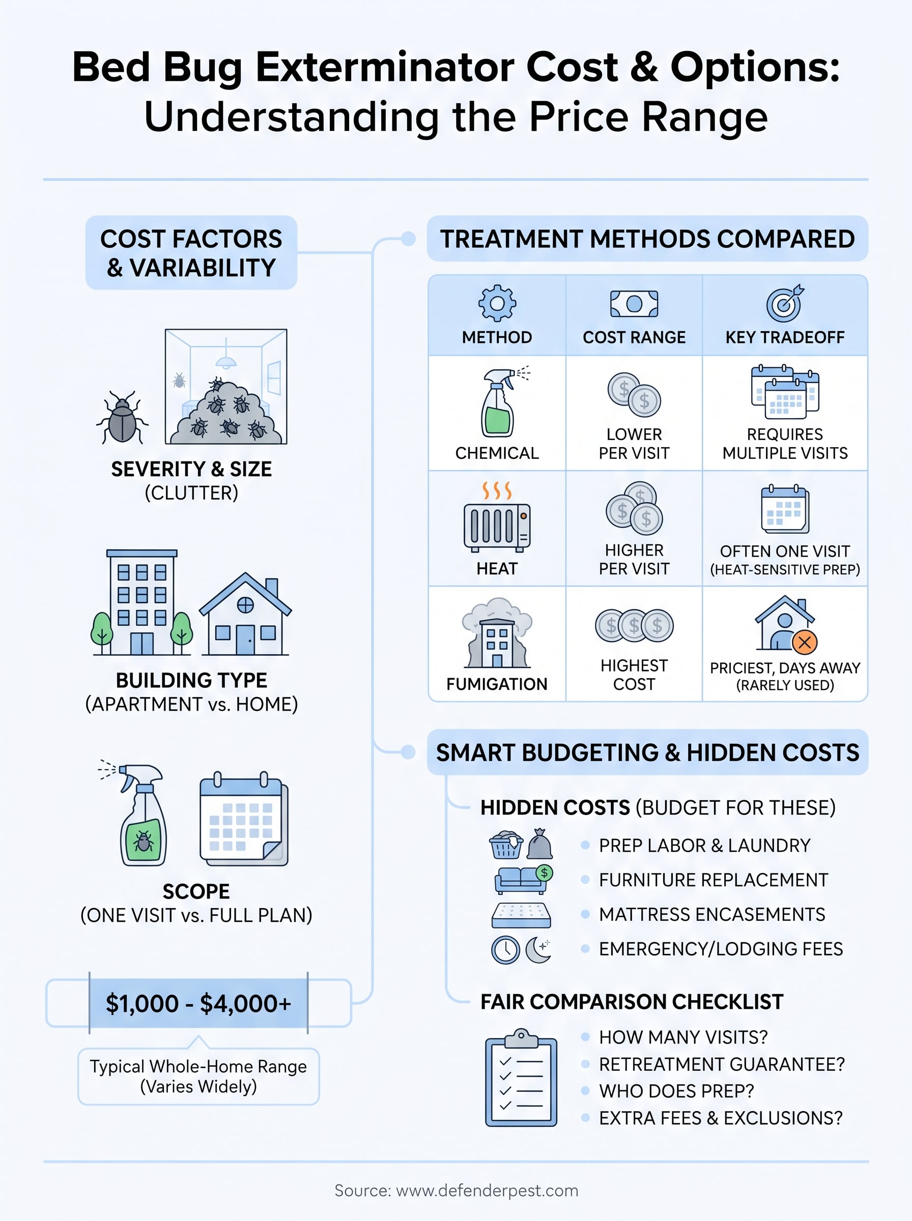 bed bug exterminator cost infographic
