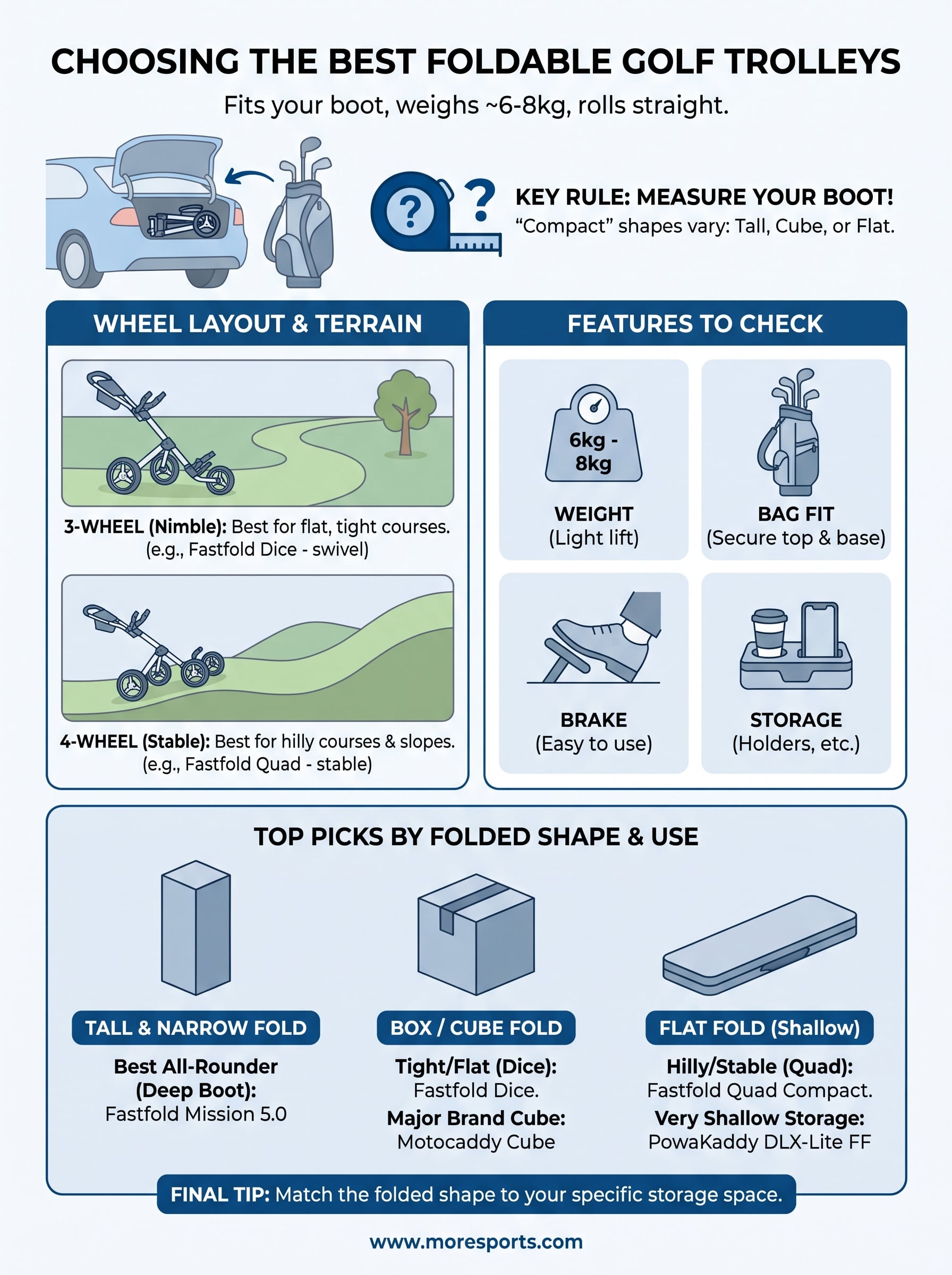 foldable golf trolleys infographic